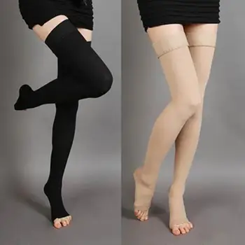 Kousen Unisex Kniehoge Medische Compressie Kousen Spataderen Avatud Teen Dij lange Sokken voor tonen de mooie benen
