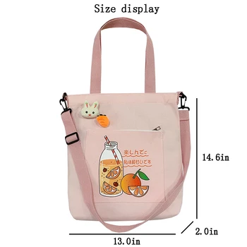 2021 Naiste Lõuend Shopper Kott Prindi Ostjad Kott Tüdrukud Käekotid Suve Naine Cartoon Apelsinid Õla Kott, Koolikott
