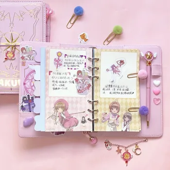 Sakura Anime Päevik Sülearvuti Kawaii Lahtiste lehtedega reisikirjast Käsiraamat A6 Planeerija koos Kleebis Pen Korraldaja Tüdrukud Üllatus Kingitus