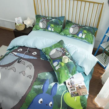 Puuvill Jaapan Naaber Totoro Voodipesu Komplekt Luksus Catoon tekikott Set Lapsed A/B 150 Voodi Komplekt 3D Tekk, kodutekstiilid 4TK