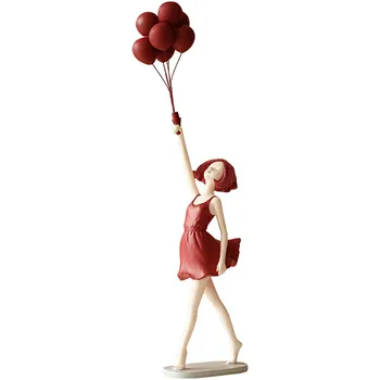 Lootusrikas Õhupalli Tüdruk Pronksist Skulptuur Valge Punane Vaik Käsitöö Loominguline Kaasaegse Kodu Kaunistamiseks Elutuba Decor Pere Kujukeste