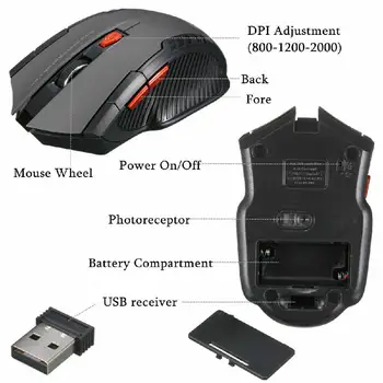 2.4 Ghz Mini Wireless Mouse Optical Gaming Mouse USB 2.0 Vastuvõtja ARVUTI Sülearvuti