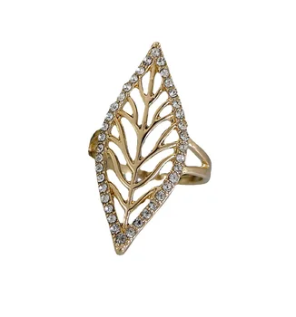Suur Leaf Rõngad Naistele, Valge Rhinestone Sillutada Milles Elegantne Unikaalne Disain Õõnsad Lehed Sõrme Ehted Pool