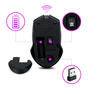 Uus T-hunt Q17 juhtmeta hiir 1600DPI sülearvuti lisaseadmed-usb-wireless hiir 3Buttons traadita hiir