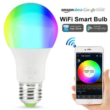 E27 LED Smart House Lamp RGB WiFi Lamp Pudel Ampull Telefoni APP puldiga Juhitava Auto Mitmevärviline Leek Lambid