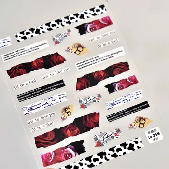 Kõrge Kvaliteediga 5D Nail Art Kleebiste Liim Jaapani Scarlet Tõusis Must Liblikas Disain Küünte DIY Kleebised Kilet Wrapid Teenetemärgid