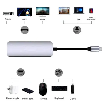 USB-C-Hub-USB-C Dongle USB-C HDMI-ühilduvate Multiport Adapter USB3.0 USB2.0 TF ühildub Huawei Xiaomi Apple, Samsung