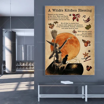 Nõid on Köök Õnnistus Plakat, Köök Witchery Seina Art, Nõiad Art Print Gooti Tüdruk Prindi Magic Väljavalitu Parim Kingitus Kunagi
