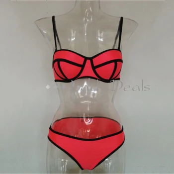 Ujumistrikoo-Punane Push-Up Bikiinid Komplekti Pluss Suurus Naiste Ujumisriided Seksikas Polsterdatud Reguleeritav Rihm Piirneb Bikinis, Suvel Trikoo