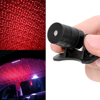 Punane tähistaeva Lakke Auto USB Valgus, LED Ribad, Kaunistused Interjöör Ümbritseva Projektori Lamp Caravan Off Road 4x4 Tarvikud