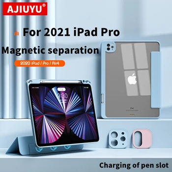 AJIUYU Juhul Cover For iPad Pro 12.9 tolline 2021 2020 Tablett Smart Nahast pro12.9 Läbipaistev Magnet eraldamine Kaitsev Nahk