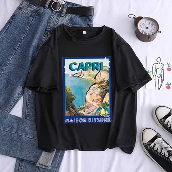 Naiste 2021 Cartoon Itaalia CAPRI Suvel Prindi Daam, T-särgid, Top, T-Särk Daamid Naiste Graafiline Naine Tee T-Särk