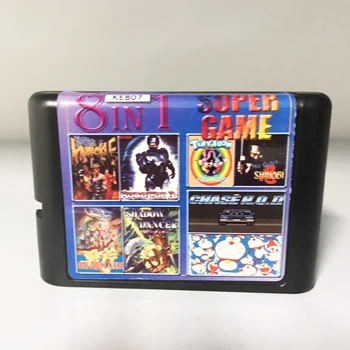 Super Mäng, 8 In 1 Multi Mäng Cartridge With Robocop Tiny Toon Golden Axe Shadow Tantsija 16 bit Sega Mega Drive / Genesis