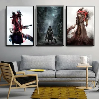 Bloodborne Hunter Video Mängu Art Plakatid Ja Pildid Lõuendile Maali Seinale Pildid, Elutoas Dekoratiivne Home Decor Quadro