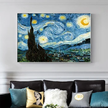 Van Gogh Impressionism Tähine Öö Lõuendile Maali Reproduktsioonid Maastiku Plakatid ja Pildid Seina Art Pilte Home Decor