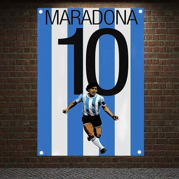 Vintage Jalgpalli Tähed Plakat Maradona Nr 10 Jersey Bännerid Lõuendile Maali Seina Chart Home Decor Retro Lipu Seina Kleebis C3