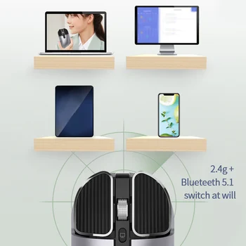 Uusim Bluetooth Hiirt, Mood Juhtmeta Hiire Mäng Hiired, WiFi, Bluetooth 5.1& 2.4 G Optiline Hiir Metallist Kaasaskantav Hiir