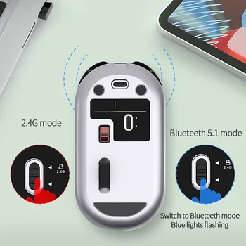 Uusim Bluetooth Hiirt, Mood Juhtmeta Hiire Mäng Hiired, WiFi, Bluetooth 5.1& 2.4 G Optiline Hiir Metallist Kaasaskantav Hiir