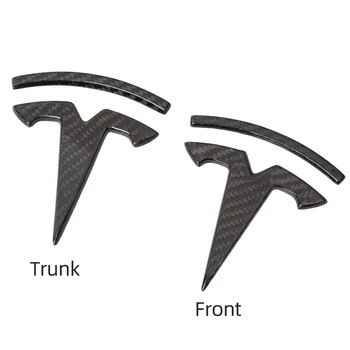 Päris Carbon Fiber Auto Stiil Muster Saba Logoga Silt Tesla Model 3 & Y Auto Esi-Taga Kleebis Tarvikud