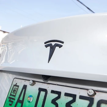 Päris Carbon Fiber Auto Stiil Muster Saba Logoga Silt Tesla Model 3 & Y Auto Esi-Taga Kleebis Tarvikud