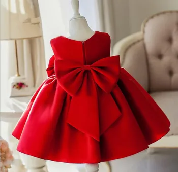 Roosi Punase Pundunud Tülli Pärlid Baby Infant Tüdrukud Sünnipäeva Kleidid Meeskonna Pall Kleit Väikesed Tüdrukud Õhtusöömaaeg Võistlused Kleidid Headpiece