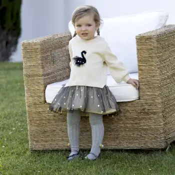 DBM18539 dave bella sügisel beebi tüdruk on armas multikas dots kampsun kleit laste mood pool kleit lapsed imiku lolita riided