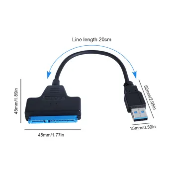 USB 3.0 SATA 3 Sata Kaabel ja USB 3.0 Adapter Kuni 6 gbit / s Toetada 2,5 Tolline Väline SSD HDD kõvaketas 22 Pin, Sata III-Kaabel