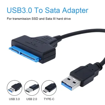 USB 3.0 SATA 3 Sata Kaabel ja USB 3.0 Adapter Kuni 6 gbit / s Toetada 2,5 Tolline Väline SSD HDD kõvaketas 22 Pin, Sata III-Kaabel
