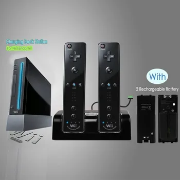 2800mAh Laadija + 2/4 Pack Akut Nintendo Wii/Wii U pult 4 Porti Laadimiseks Dokis Jaama