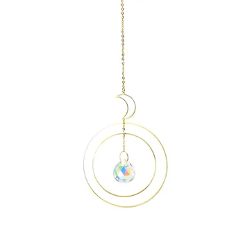 Moon Sun Ringi Vikerkaar Crystal Ripats püüdja Rippuvad Prisma Kivi Helmed Ornament Kodu Akna Windchimes Auto Kaunistamiseks