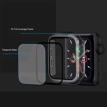 Sobib Apple Watch juhul 9h karastatud klaas, kile ümber anti-alla, anti-tõrje ja anti-scratch Iwatch 6 5 4 3 2 1