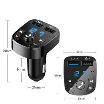 Auto Käed-vabad Bluetooth-5.0 FM-Transmitter-Car Kit MP3-Modulaator Mängija Juhtmeta Handsfree Heli Vastuvõtja Dual-USB-kiirlaadija