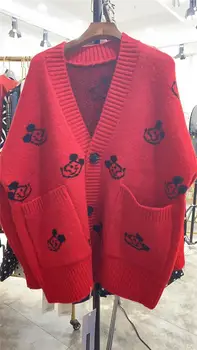 Disney kootud jakk sügisel ja talve pikk jagu korea versiooni laisk stiilis Miki kampsun, paks kampsun noored naised