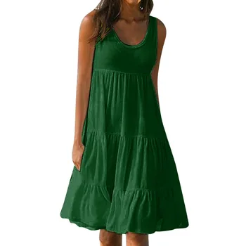Kleit Elegantne Naiste Suvine Varrukateta ümber Kaela Värviga Pleisse Suur Kiik Beach Kleit Naised Maha Õla Poole Vestidos