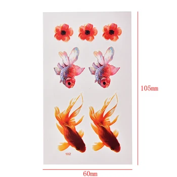 Uus 1 Leht Veekindel Ajutine Tätoveering 3D Roosa Kuld Kala-Kuldkala Flower Girl Tatto Kleebised Flash Tätoveering Võltsitud Tätoveeringud
