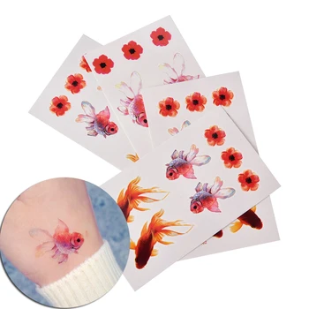 Uus 1 Leht Veekindel Ajutine Tätoveering 3D Roosa Kuld Kala-Kuldkala Flower Girl Tatto Kleebised Flash Tätoveering Võltsitud Tätoveeringud