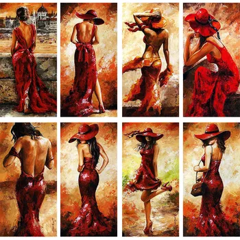 Pop Art Punane Kleit Seksikas Naiste Lõuend Kunsti Maalid Plakat ja Print Seina Art Pilt elutuba Cuadros Kodu Kaunistamiseks
