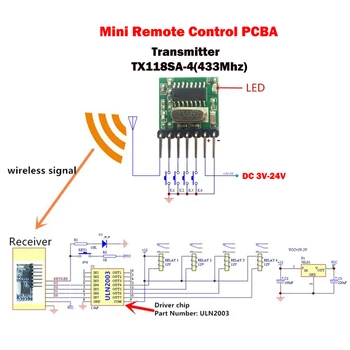 RF wireless vastuvõtja, saatja moodul moodul RX480E Saatja-Vastuvõtja Õppe-Kood 1527 4 channl Jaoks Arduino 433 diy kit