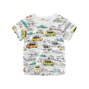 2021 Kids T-särk Poistele Lühikesed Varrukad Cartoon Liikluse Auto T-Särgid Puuvillane Top Tüdruk, Täis Prindi Riided Lastele Suve Riideid