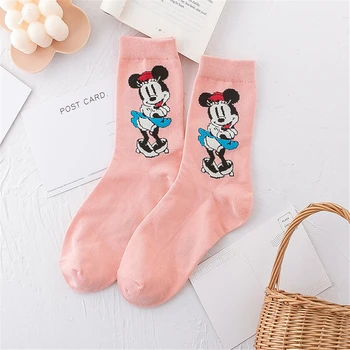 5 Paari Disney Cartoon Miki Minni Hiirt, Varruka Pikkus Sokid Tüdrukute Sokid Lemmik Iseloomu Naiste Sokid