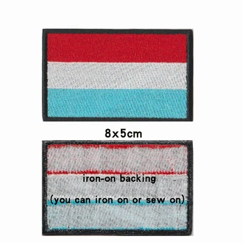 1TK Luksemburgi lipu Armband Tikitud Plaaster Konks & Loop või raud Tikandid Velcro Pääsme Riie Sõjaväe Moraali Triip