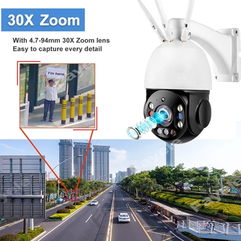 Kodu CCTV Traadita 4G Automaatne Jälgimine PTZ Kaamera 30X Zoom 5MP WIFI IP Kaamera 2Way Audio Humanoid Avastamise Sireen Häire P2P SD Pesa