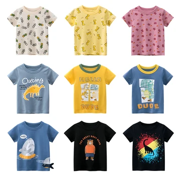 Poisid, Kids T-Särk Prindi Cartoon Dinosaurus Tüdrukute Riided Puuvillased Laste Uus Tee 2021 Suvel Tops Väikelapse Riided Beebi Tshirts