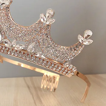 Uus Retro Barokk Stiilis Särav Kristall Royal Princess Diadem Tiaras ja Kroonid Pruut Noiva Pruudi Pulmas Loori Juuksed Ehted