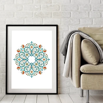 Ühelt Poolt Koostatud Mandala Muster Prindib Türgi Stiilis Plakat Arabesque Hele Lilleline Islami Lõuendile Maali Seina Pilt Home Decor