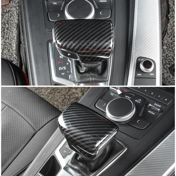 Auto Carbon Fiber Texture Interjöör Gear Shift Knob Pea Katab Kleebise Sisekujundus Audi A4 (B9 A5 2017 2018 Q7 2016 2017 2018