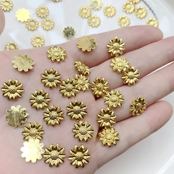 12mm Väike Kuldne Chrysanthemum Rhinestone Korter Ehteid Tagasi DIY Juuksed Pin Telefon Dekoratiivsed Aksessuaarid