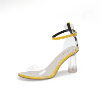 Naiste Sandaalid 2020 Naiste Suvel Uus Wild Läbipaistev Kõrge kontsaga Lukk Sandaalid Seksikas Avatud varvas Paks Heeled Naiste Kingad