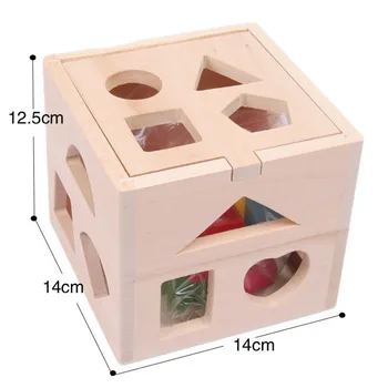 Puidust 13 Auk Luure-Box Geomeetrilise Kujuga Kognitiivse Sobitamine ehitusplokid Puidust 3D Puzzled Õppe Mänguasjad Lastele