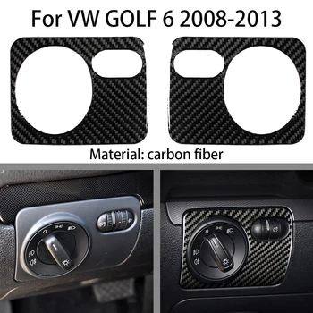 Carbon fiber auto interjööri, esitulede lüliti nuppu raami kaunistamiseks, sobib VW Golf 6 GTI R MK6 2008-2012 auto kleebis;